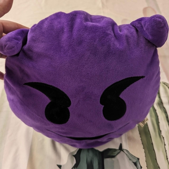 Pillow Expressions By Bixby Toy Purple Devil Emoji Throw Pillow - Picture 2 of 4